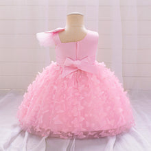 Cargar imagen en el visor de la galería, Vestido con moño en el hombro y falda de tul con mariposas