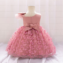 Cargar imagen en el visor de la galería, Vestido con moño en el hombro y falda de tul con mariposas