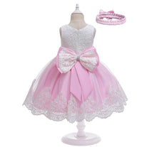 Cargar imagen en el visor de la galería, Vestido con encajes, moño y vincha