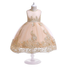 Cargar imagen en el visor de la galería, Vestido liso con detalles de encaje dorado