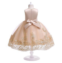 Cargar imagen en el visor de la galería, Vestido liso con detalles de encaje dorado