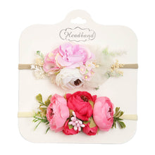 Cargar imagen en el visor de la galería, Pack de 2 vinchas con flores 3D