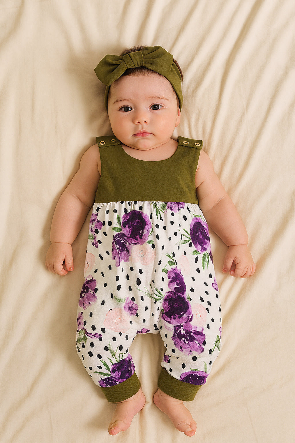 Body mameluco floreado verde militar