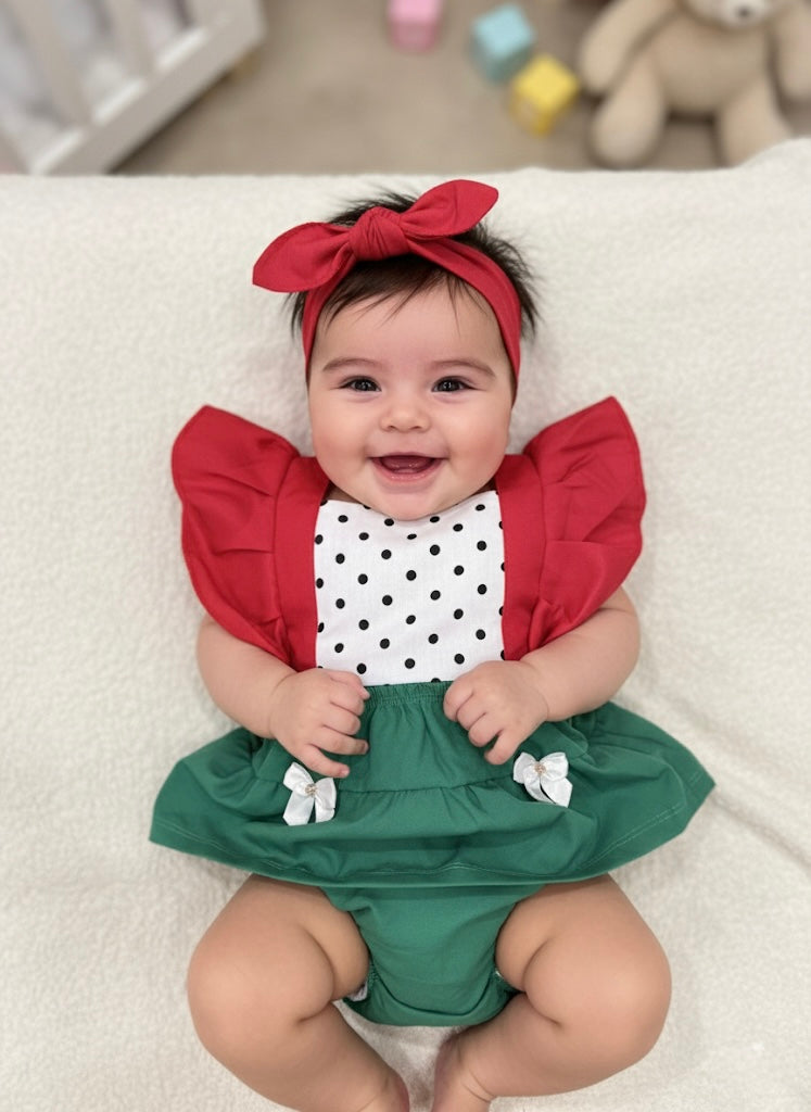 Body vestido de sandia con vincha