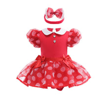 Cargar imagen en el visor de la galería, Body vestido estilo Minnie Mouse con vincha y moños
