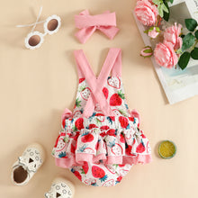 Carregar imagem no visualizador da galeria, Body blanco con estampas de frutilla y vincha
