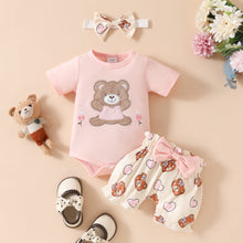 Carregar imagem no visualizador da galeria, Body rosa con estampas de oso y  short con vincha
