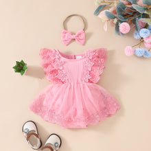 Cargar imagen en el visor de la galería, Body vestido con volado de encajes y vincha
