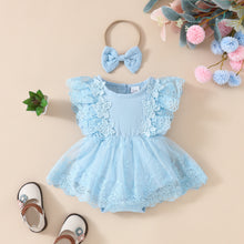 Cargar imagen en el visor de la galería, Body vestido con volado de encajes y vincha
