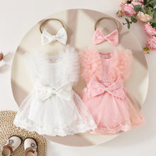 Cargar imagen en el visor de la galería, Body vestido acanalado con volados de tul  y vincha
