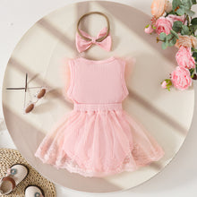 Cargar imagen en el visor de la galería, Body vestido acanalado con volados de tul  y vincha
