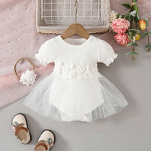 Carregar imagem no visualizador da galeria, Body vestido acanalado con flores, falda de tul y vincha
