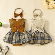 Carregar imagem no visualizador da galeria, Body vestido acanalado con falda cuadrille y vincha
