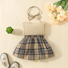 Carregar imagem no visualizador da galeria, Body vestido acanalado con falda cuadrille y vincha
