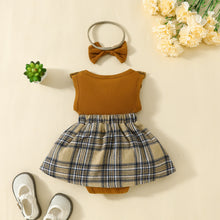 Carregar imagem no visualizador da galeria, Body vestido acanalado con falda cuadrille y vincha
