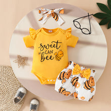 Cargar imagen en el visor de la galería, Body mostaza con short blanco de abejas y vincha
