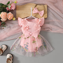 Carregar imagem no visualizador da galeria, Body vestido rosa acanalado con falda de tul y vincha
