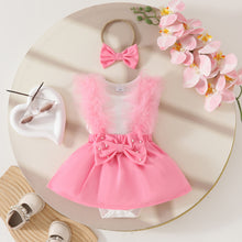 Carregar imagem no visualizador da galeria, Body vestido blanco, detalles de tul con falda rosa y vincha
