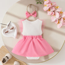Carregar imagem no visualizador da galeria, Body vestido blanco, detalles de tul con falda rosa y vincha

