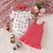 Carregar imagem no visualizador da galeria, Body blanco con estampas y vestido corderoy coral de oso con vincha
