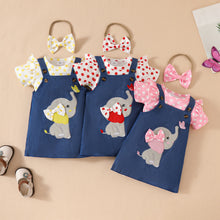 Cargar imagen en el visor de la galería, Body con motas y jardinera tipo jeans de elefante con vincha
