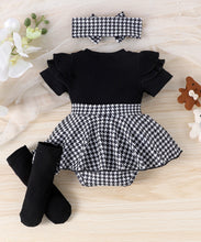 Carregar imagem no visualizador da galeria, Body vestido con falda y vincha cuadrille, medias largas con moños
