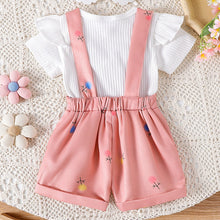 Carregar imagem no visualizador da galeria, Body blanco con volados y jardinera rosa con diseños
