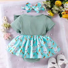 Carregar imagem no visualizador da galeria, Body vestido verde, falda turquesa de conejo y vincha
