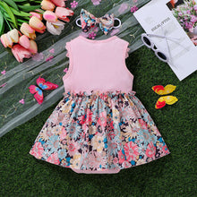 Cargar imagen en el visor de la galería, Body vestido rosa acanalado con estampa de flores y vincha
