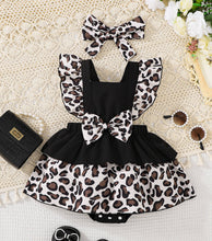 Cargar imagen en el visor de la galería, Body vestido negro con detalles animal print y vincha

