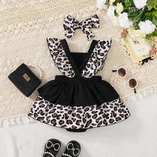 Cargar imagen en el visor de la galería, Body vestido negro con detalles animal print y vincha
