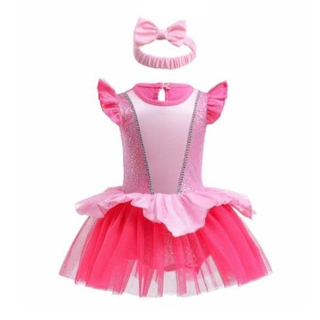 Vestido body rosa estilo Princesa Aurora con vincha