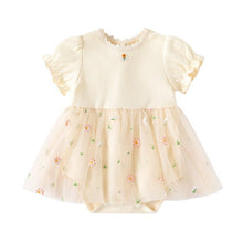 Cargar imagen en el visor de la galería, Body vestido crema con falda de tul y bordados de flores
