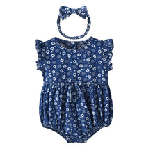 Carregar imagem no visualizador da galeria, Body tipo jeans con estampas de flores y vincha
