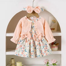 Cargar imagen en el visor de la galería, Body vestido con detalle de flores, falso bolero salmon y vincha
