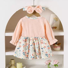 Cargar imagen en el visor de la galería, Body vestido con detalle de flores, falso bolero salmon y vincha
