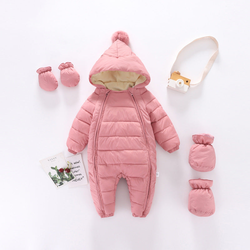 Body enterizo polar con capucha,  manoplas y  medias
