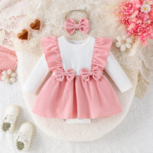 Cargar imagen en el visor de la galería, Body vestido blanco doble color con volados y vincha
