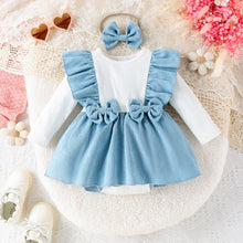Cargar imagen en el visor de la galería, Body vestido blanco doble color con volados y vincha
