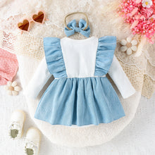 Cargar imagen en el visor de la galería, Body vestido blanco doble color con volados y vincha

