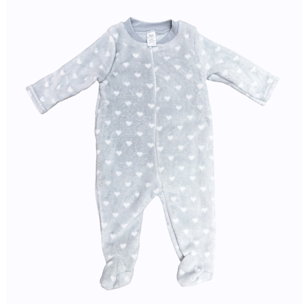 Body osito polar gris con estampas de corazones