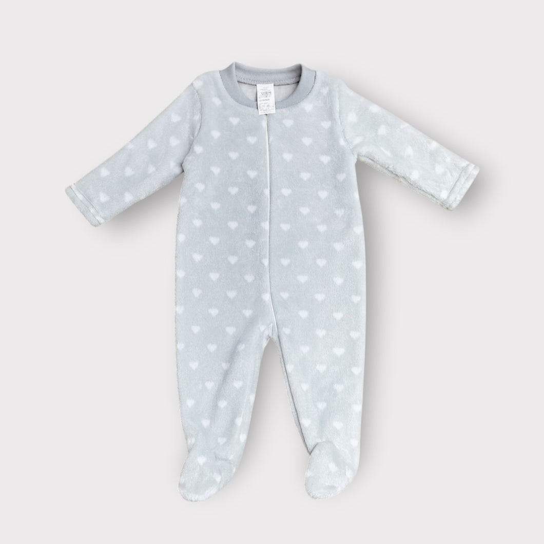 Body osito polar gris con estampas de corazones