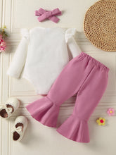 Cargar imagen en el visor de la galería, Body blanco de flores y pantalón pata ancha con vincha
