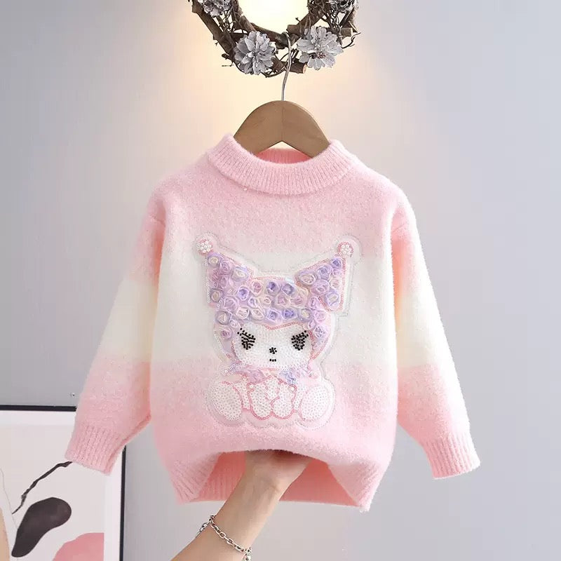 Abrigo de hilo con bordado de Kuromi (Sanrio)