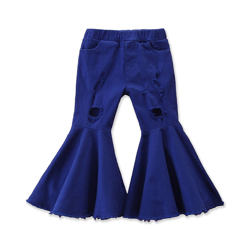 Pantalón pata ancha rasgado