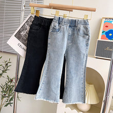 Cargar imagen en el visor de la galería, Pantalón pata ancha jeans con bolsillos
