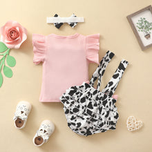 Carregar imagem no visualizador da galeria, Blusa rosa, cubre pañal con tirante de vaca y vincha
