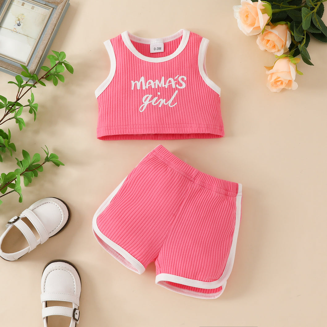 Crop con letras y short rosa