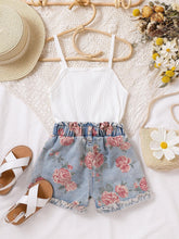 Carregar imagem no visualizador da galeria, Enterizo blanco con jeans floreado
