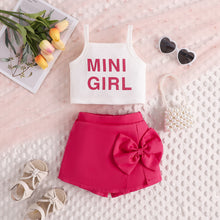 Carregar imagem no visualizador da galeria, Crop blanco con letras y short pollera pink con moño
